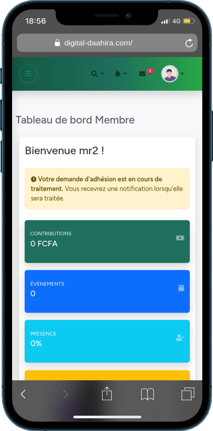 Interface Membre Mobile